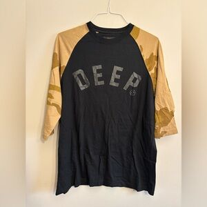10.Deep Black and Tan Camo Sleeve Raglan Shirt